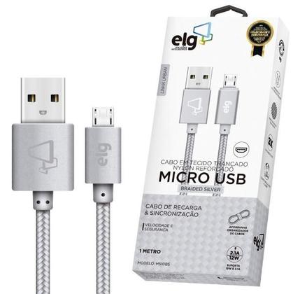 Imagem de CABO MICRO USB REFORÇADO NYLON ELG 12W 2.1A Prata