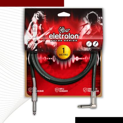 Imagem de Cabo P10 Mono Para P10 Mono 90º Graus Violão Guitarra Baixo 1m Metro - Pulse Eletrolon