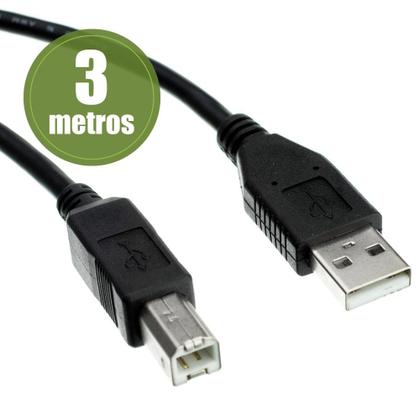 Imagem de Cabo Para Impressora Usb A Macho Para B Macho 2.0 3 Metros Preto