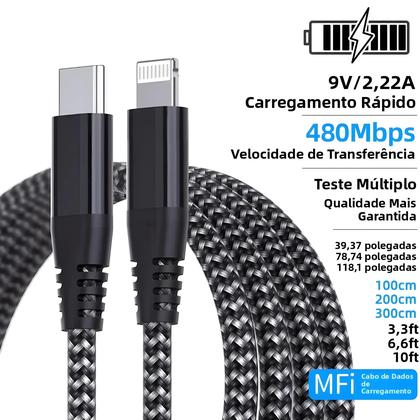 Imagem de Cabo USB C Para Lightning 1M 2M 3M Alta Qualidade Certificado MFi Carregamento Rápido Para iPhone 14