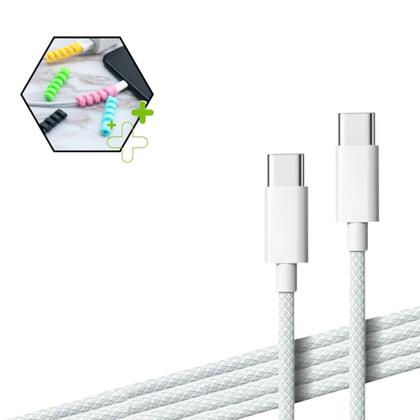 Imagem de Cabo Usb C Trançado Quick Charge Compativel Com iPhone 16 15 Android Samsung Motorola Xiaomi Realme