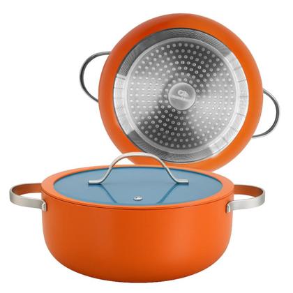 Imagem de Caçarola Panela De Indução Berlim Cerâmica Antiaderente C/ Tampa de Vidro 20cm