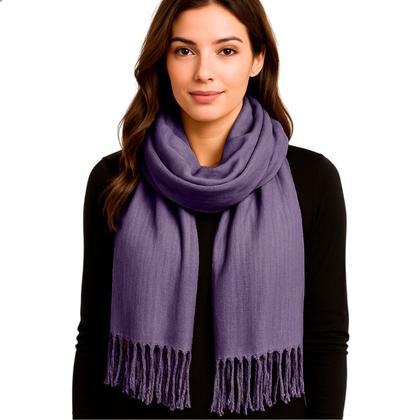 Imagem de Cachecol Feminino Pashmina Xale Tipo Manta Toque Macio Com Franjas 180x70cm