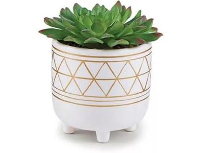 Imagem de Cachepot Com Pés Cerâmica Com Suculenta Permanete - Mart