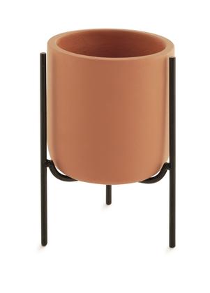 Imagem de Cachepot em cimento terracota com suporte em metal tamanho g