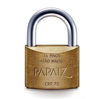 Imagem de Cadeado Papaiz Chave Tetra 70mm Latão Maciço