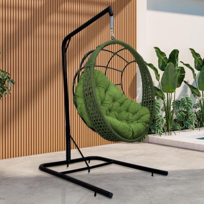 Imagem de Cadeira Balanço Ninho Suspenso em Corda Náutica Luxo com Suporte