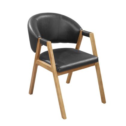 Imagem de Cadeira Banqueta Roma Base em Madeira de Eucalipto com Revestimento Versátil material sintético Preto