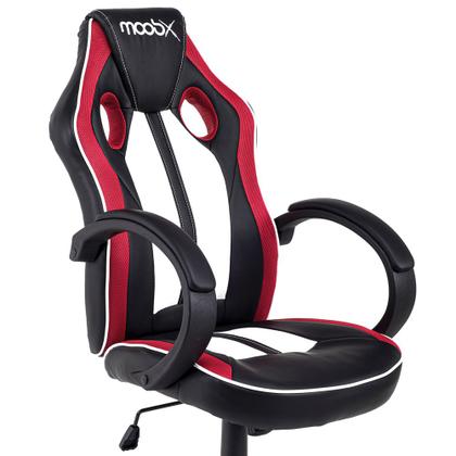 Imagem de Cadeira Gamer ROYALE Preto, Branco e Vermelho com Regulagem de altura