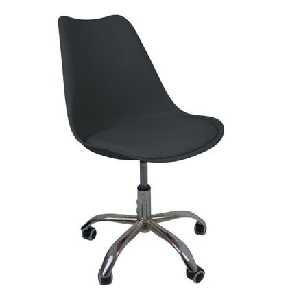 Imagem de Cadeira Office Base Cromada Com Rodizio Giratória Saarinen Preto