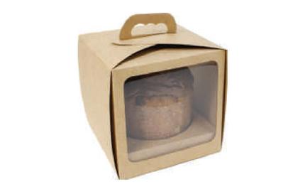 Imagem de Caixa alca e visor (panetone) cor kraft c/5 un ideia embalagem