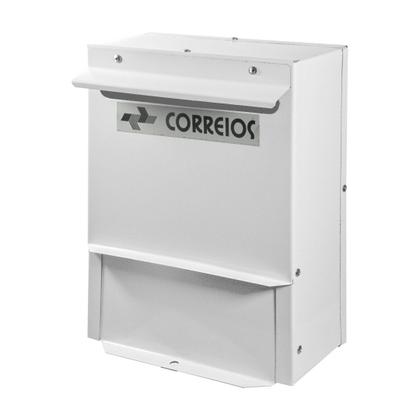 Imagem de Caixa Correio Branca Abertura Frontal Suporte Parede 20x28x11Cm - FP