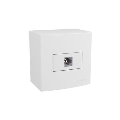 Imagem de Caixa de Sobrepor 75x75 com Tomada para Telefone MarGirius Sleek RJ11 4 Fios Branca