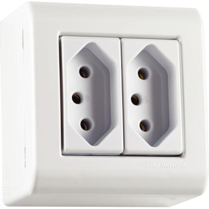 Imagem de Caixa de Sobrepor com 2 Tomadas 2P+T 10 A 250 V Tramontina LizFlex Branca