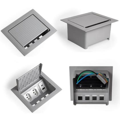 Imagem de Caixa Mesa Pop3 Monobloco 2NBR20A /Usb A+C QM14321 QTMOV Cinza