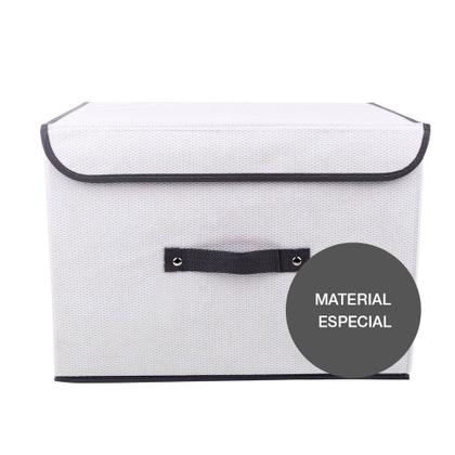 Imagem de Caixa Organizadora Tecido C/ Tampa Vizapi Un Classic G 40x30x28 Cm Branco Cinza