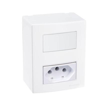 Imagem de Caixa sobrepor interruptor simples + tomada linha sleek