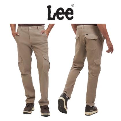 Imagem de Calça Cargo de Sarja Com Elastano Lee Masculina Peletizada Cáqui REF: 2506L