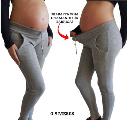 Imagem de Calça Gestante Algodão C/ Elastano Moletom Grávida Mamãe