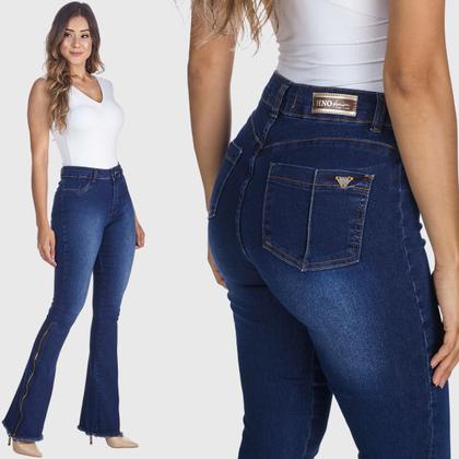 Imagem de Calça Jeans HNO Jeans Flare Com Barra Desfiada Azul