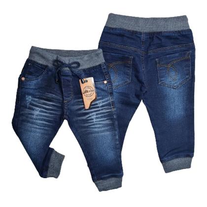 Imagem de calça jogger jeans bebe menino com elastano Tam 0 A 12 meses