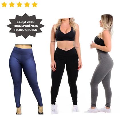 Imagem de Calça Legging Suplex Grossa Fitness Levanta Bumbum Cintura Alta Academia Zero Transparencia