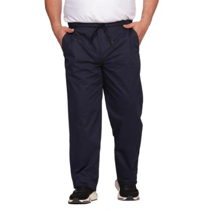 Imagem de Calça Masculina Plus Size De Sarja Elastico Na Cintura E Cordão Ajustador 