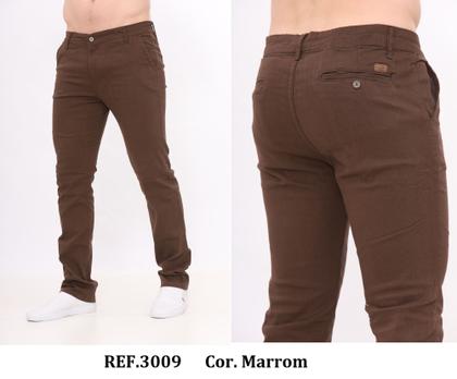 Imagem de Calça Masculino Chino Reta Sarja Esporte Fino Alfaiataria Malloy 