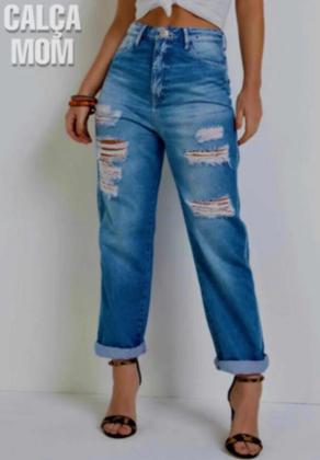 Imagem de Calça Mom Jeans Feminina Cintura Alta Larga Super Elegante