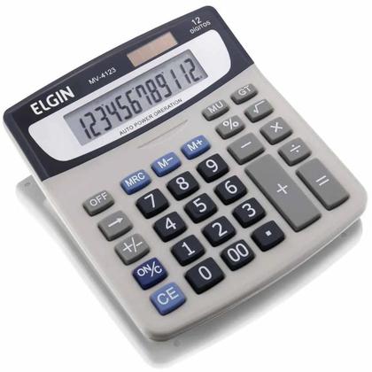 Imagem de Calculadora de Mesa 12 Dígitos Visor LCD Solar e Bateria