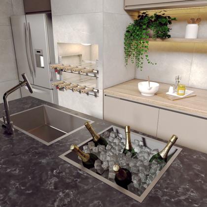 Imagem de Calha Quadrada Varanda Gourmet  48 cm  Escorredor Inox P/Pia