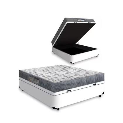 Imagem de Cama Baú Casal Branco Colchão ISO 100 D33 - Ortobom