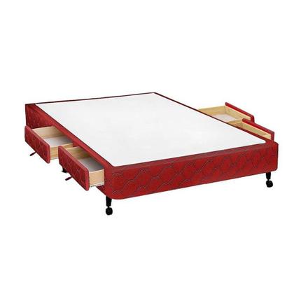 Imagem de Cama Box Base c/Gavetas Casal Poli Tecido Wine (138x27-c/4 Gavs) - Castor