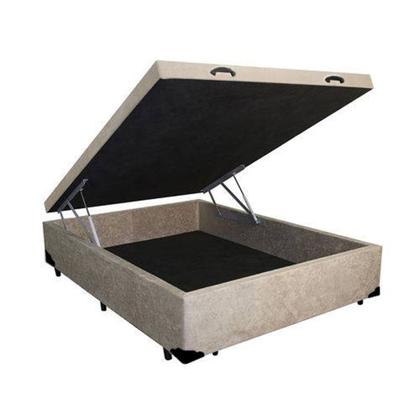 Imagem de Cama Box Baú Blindado Viúva Loja Xerife Suede Bege 41x128x188