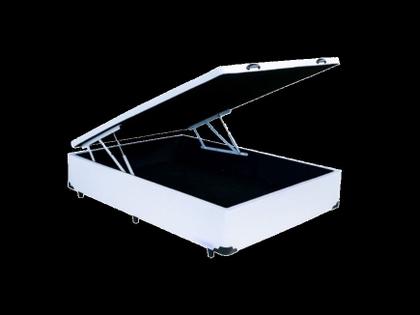 Imagem de Cama Box Baú Casal 138 Tecido Sintético Branco com Colchão Lisboa Bello Box Espuma D28 Preto