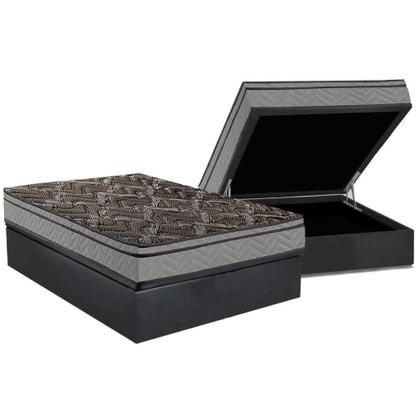 Imagem de Cama Box Baú Casal: Colchão Anatômico Paropas D28 / EP Confort Firme+ Base CRC Suede Cinza(138x188)