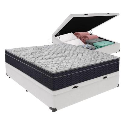 Imagem de Cama + Box Bau Casal Colchão Extra Firme Ortobom D45 Airtech