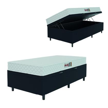 Imagem de Cama Box Baú Colchão Solteiro Espuma D20 Malibu 78x188x53cm Branco / Preto Hellen