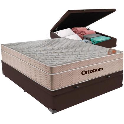 Imagem de Cama Box Baú E Colchão Airtech Molas Ensacadas Viúvo Ortobom Viúvo Marrom