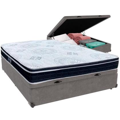 Imagem de Cama Box Baú e Colchão Orthosono D33 Com Euro Pillow Viúvo Anjos
