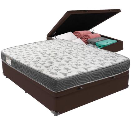Imagem de Cama Box Baú Marrom e Colchão ISO100 Espuma D33 Viúvo Ortobom