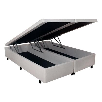 Imagem de Cama Box Baú Queen Areia Reforçada158x198x42cm com Pistão a gás