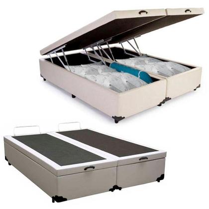 Imagem de Cama Box Baú Queen Bipartido Sintético Serene visual disponível na cor Branco 158x198x44