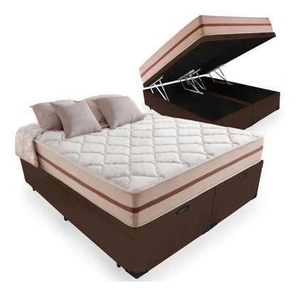 Imagem de Cama Box Baú Queen + Colchão Mola Ensacada 22x198x158