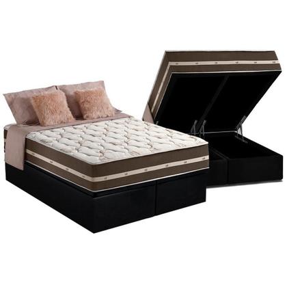 Imagem de Cama Box Baú Queen: Colchão Molas Ensacadas D Angelis Anjos Superlastic Classic + Base CRC Courano Black (158x198)