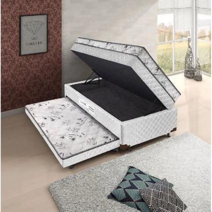 Imagem de Cama Box Baú Solteiro 3 em 1 Auxiliar Bicama 88X188X40 cm