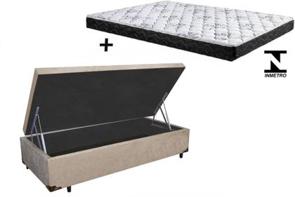 Imagem de Cama Box Baú Solteiro Dreams Suede Bege   + Colchão Solteiro Dreams Espuma D23 Com EPS 20x88x188