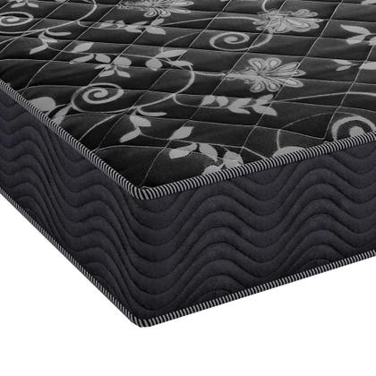 Imagem de Cama Box Casal 138 Bipartido Matelassê Onda Preto com Colchão Lisboa Espuma D28 Preto Bello Box