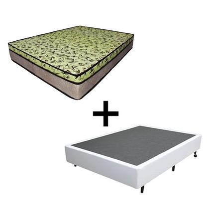 Imagem de Cama Box Casal 138 Tecido Sintético Branco com Colchão Espuma D33 Tokio Bege - Bello Box - 65x138x188