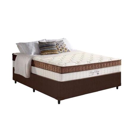 Imagem de Cama Box Casal: Colchão Molas Anjos Superlastic King Best + Base Courano Brown(138x188)